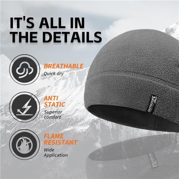 Fleece Cap Winter Warm Beanie Multi-Season Watch Cap Military Army 2 Pack - Picture 3 of 5